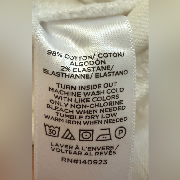 LOFT Wide Leg High Rise White Frayed Hem Jeans Size 29 8 Petite​ - Picture 6 of 7